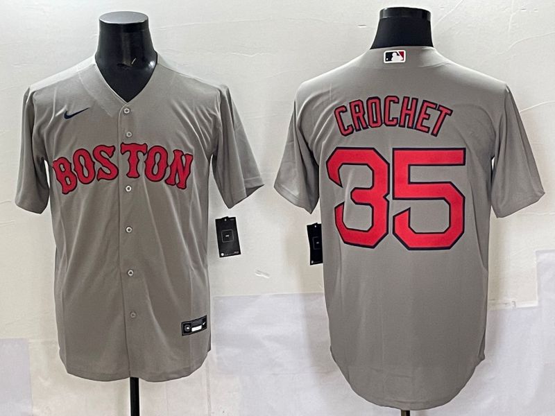 Men Boston Red Sox 35 Crochet Grey Game 2025 Nike MLB Jersey style 002